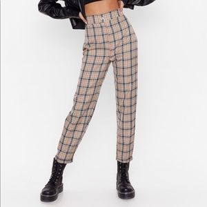 Nasty Gal High-waisted check tapered pants